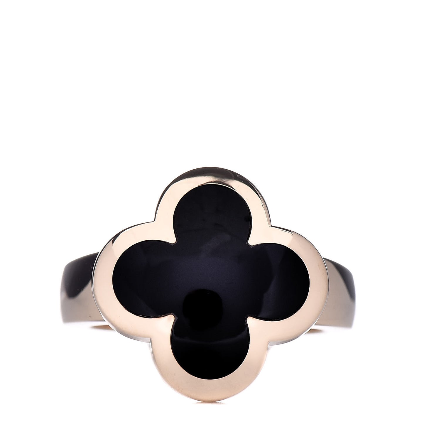 18K Yellow Gold Black Onyx Pure Alhambra Ring 50 5.25