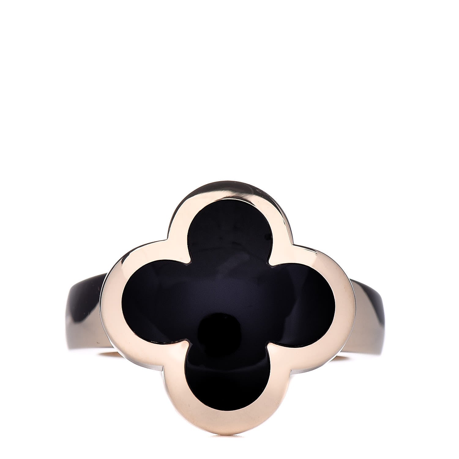 Van Cleef & Arpels 18K Yellow Gold Black Onyx Pure Alhambra Ring 50 5.25 1 of 7