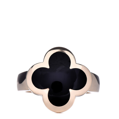 Van Cleef & Arpels 18K Yellow Gold Black Onyx Pure Alhambra Ring 50 5.25 1 of 7