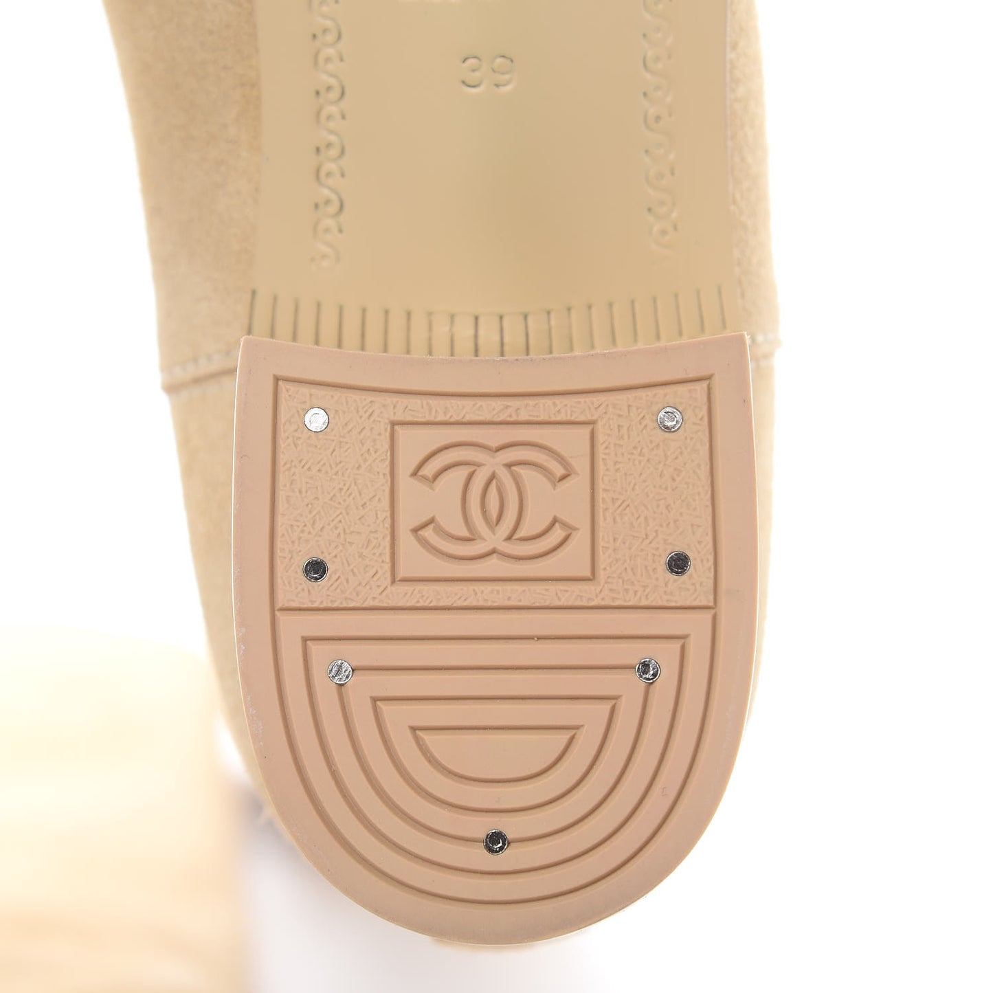 Suede Calfskin High Boots 39 Beige