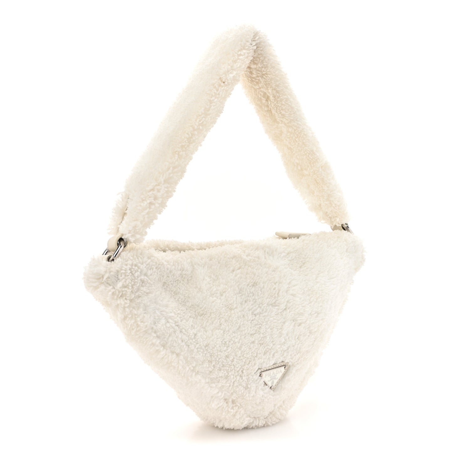 Terry Cloth Triangle Pouch White Black