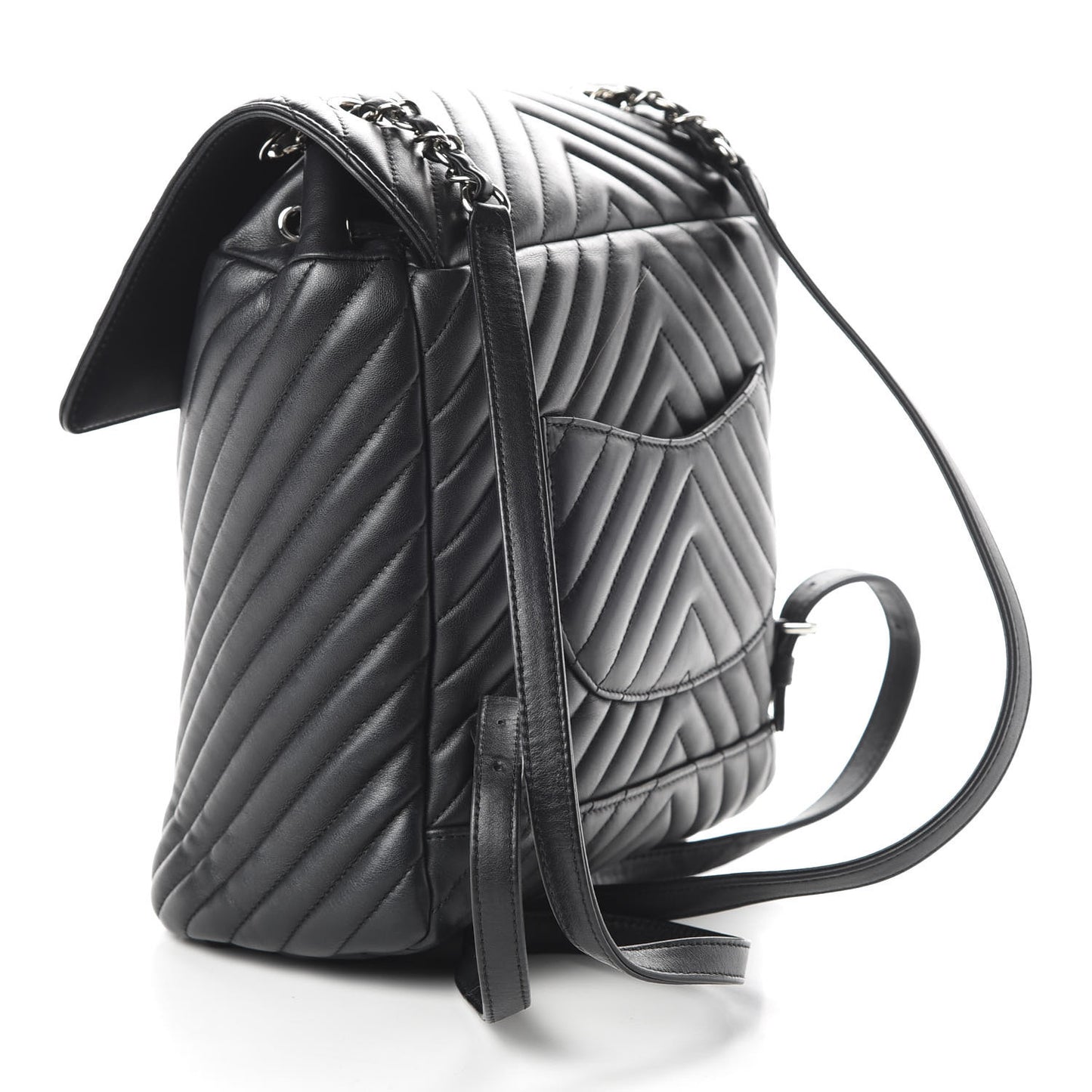 Calfskin Chevron Quilted Large Urban Spirit Backpack Black