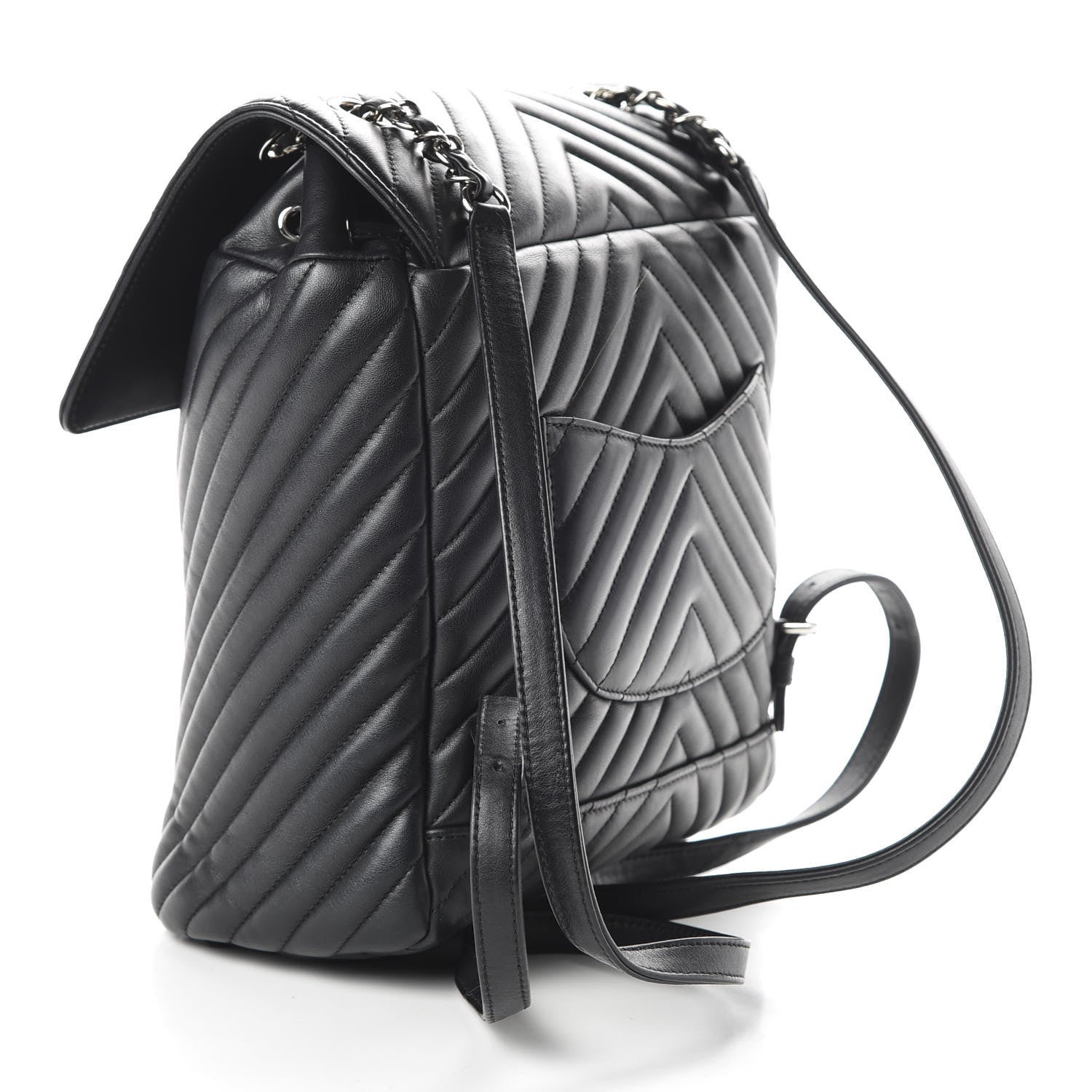 Chanel Calfskin Chevron Quilted Large Urban Spirit Backpack Black 2 of 8