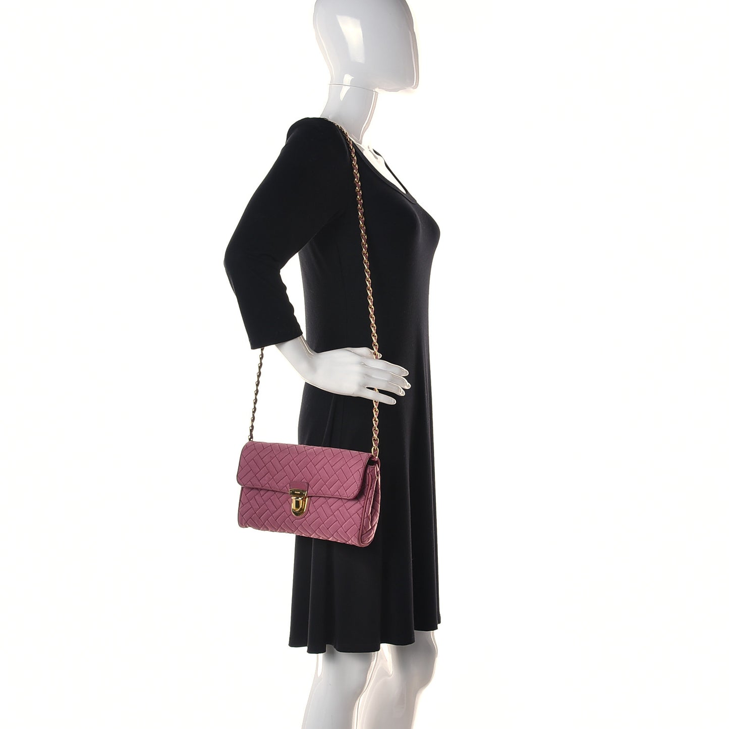 Tessuto Nylon Impuntura Flap Chain Bag Bruyere