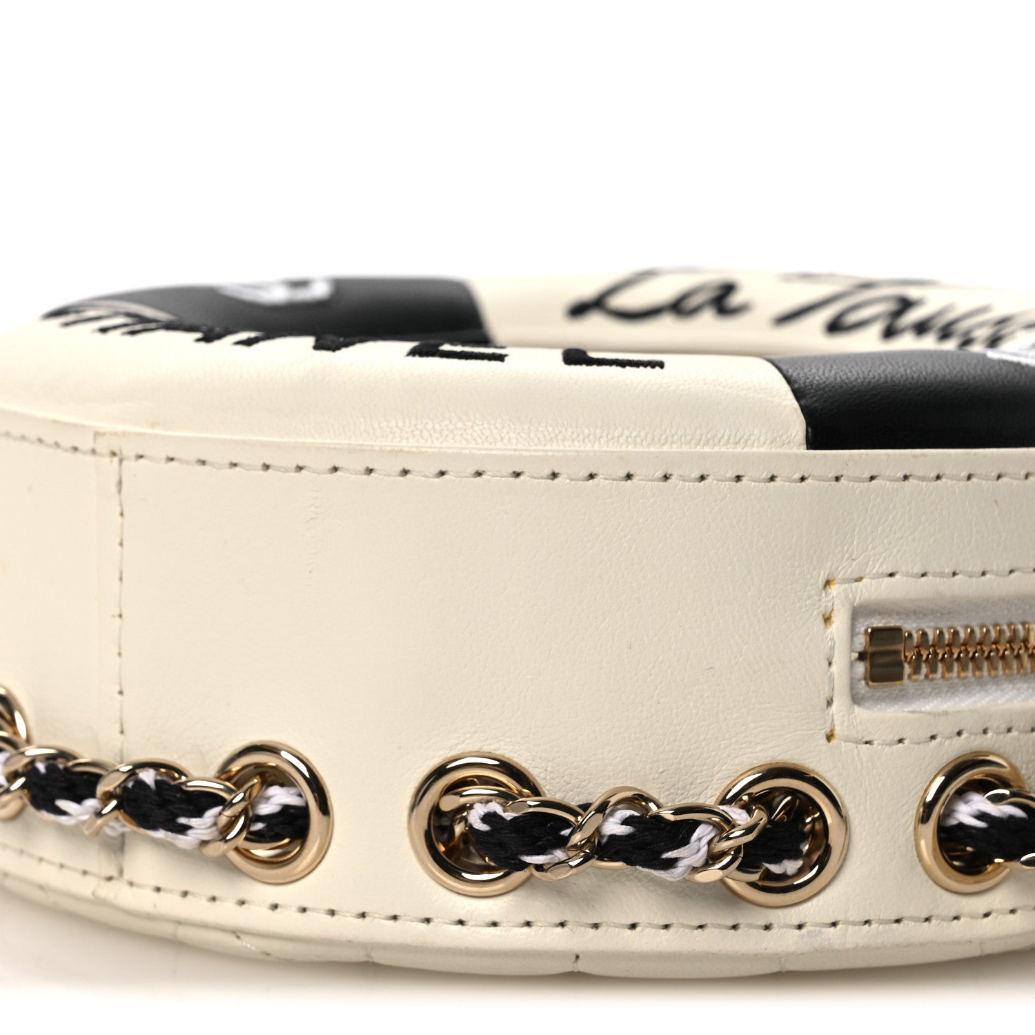 Chanel Lambskin Coco Lifesaver Round Bag Black White 9 of 11