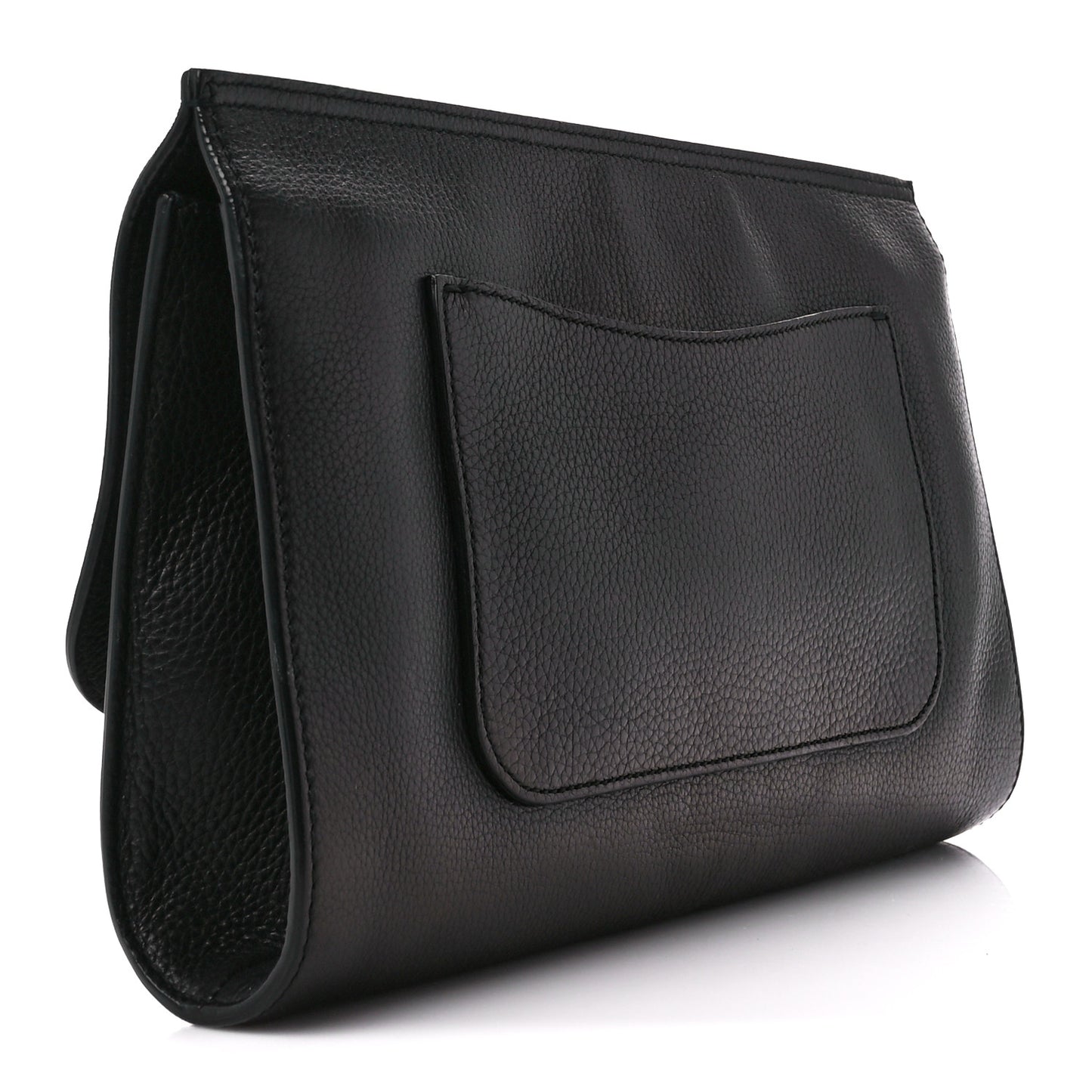 Pebbled Calfskin Bamboo Daily Clutch Black