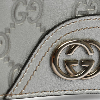 Gucci Metallic Guccissima Interlocking G Flap Card Case Silver 10 of 10