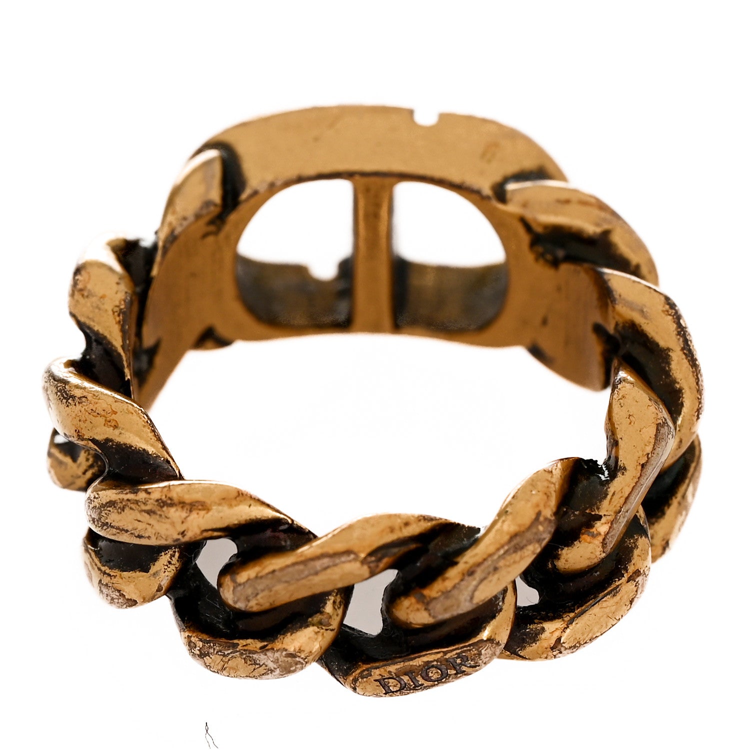 Christian Dior Metal Montaigne 30 Chain Ring S Antique Gold 3 of 4