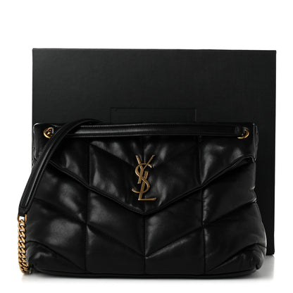Saint Laurent Lambskin Quilted Medium Loulou Puffer Monogram Chain Satchel Black 11 of 11