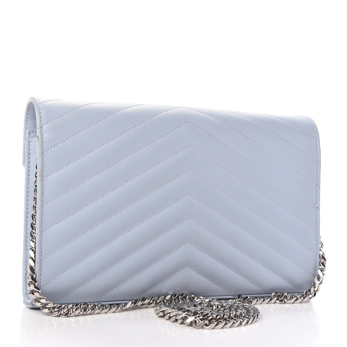Grain De Poudre Matelasse Chevron Monogram Chain Wallet Sky Blue