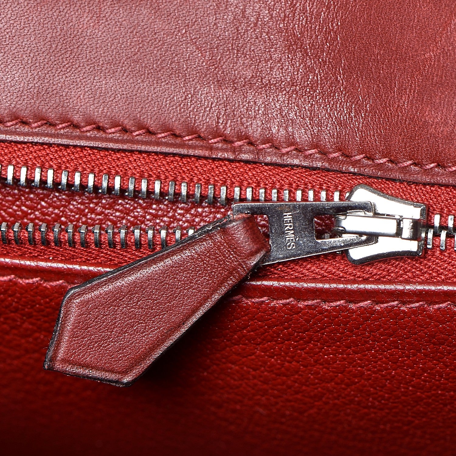 Hermes Barenia Sellier Waffle Kelly 35 Rouge H 15 of 34
