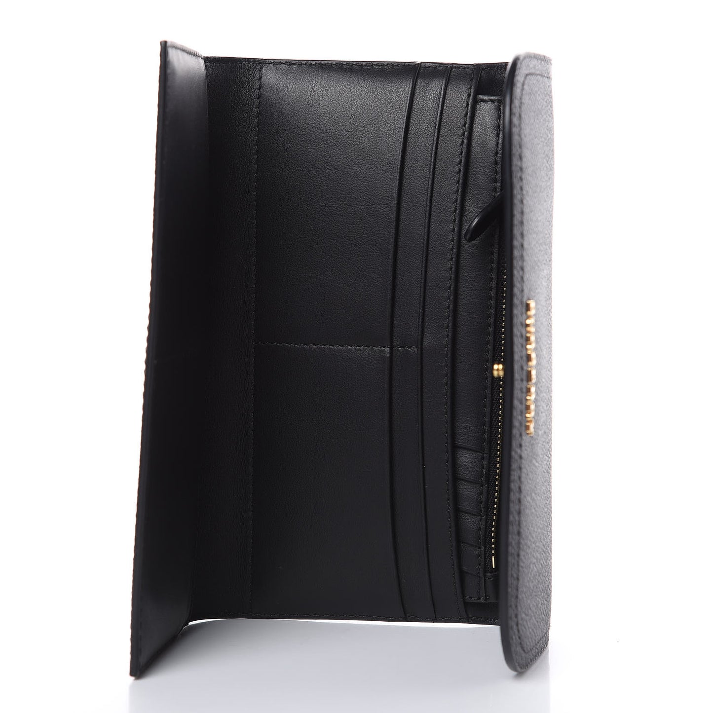 Grainy Calfskin Ashton Continental Flap Wallet Black