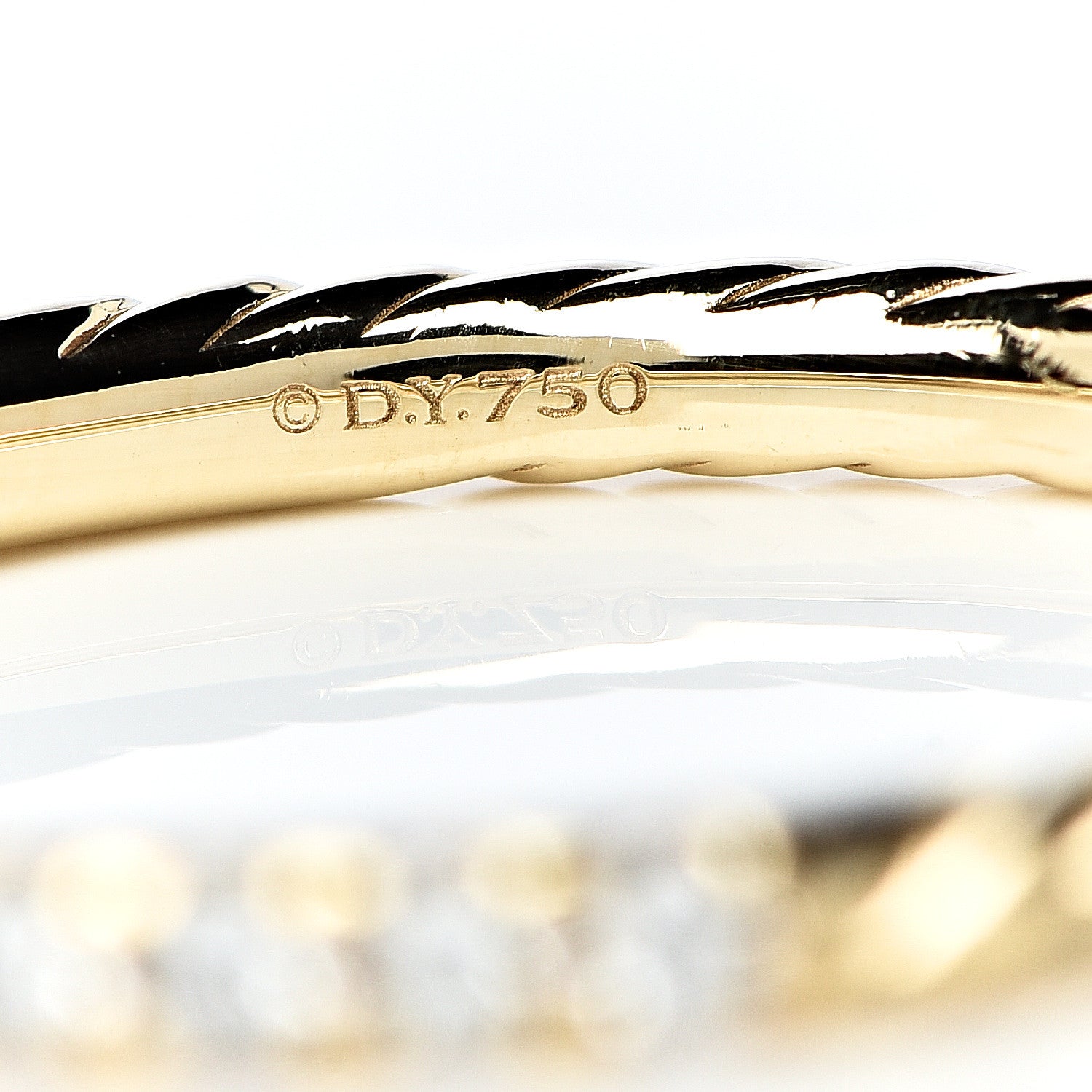 David Yurman 18K Yellow Gold Diamond 2mm Cable Collectibles Band Ring 54 7 4 of 5