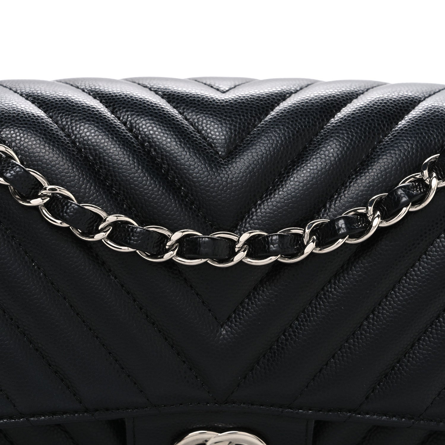 Chanel Caviar Chevron Quilted Medium Double Flap Black 8 of 10