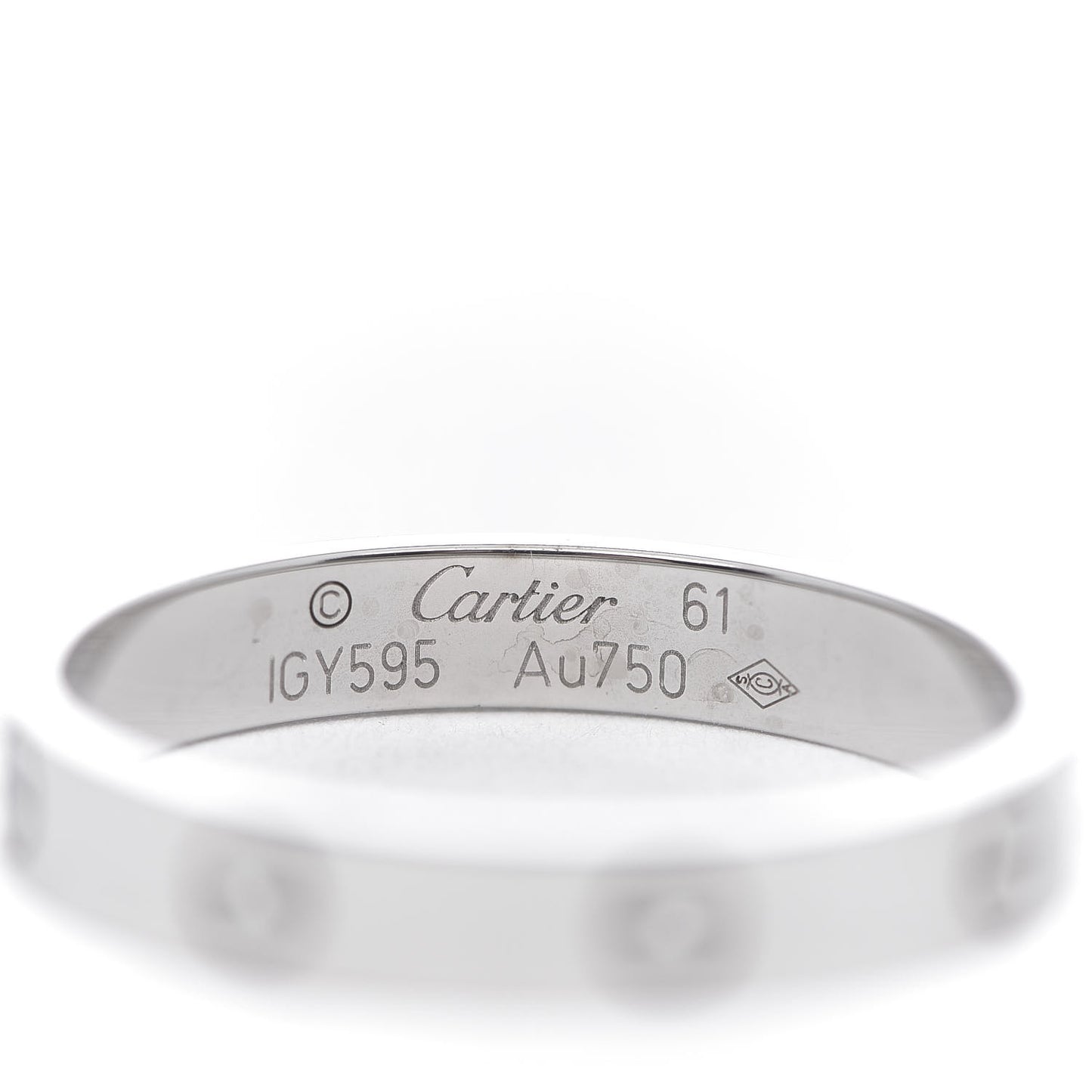 18K White Gold 3.5mm LOVE Wedding Band Ring 61 9.5
