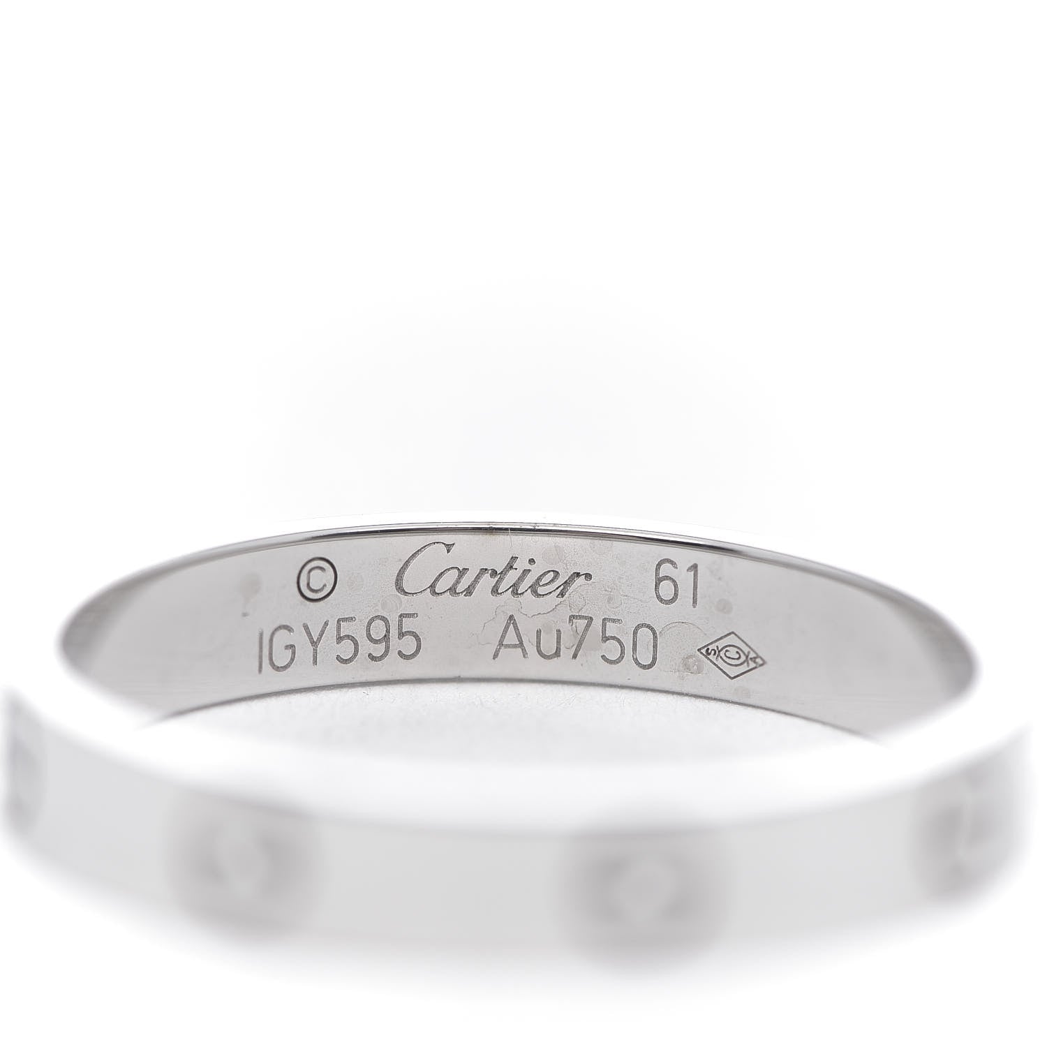 Cartier 18K White Gold 3.5mm LOVE Wedding Band Ring 61 9.5 4 of 5