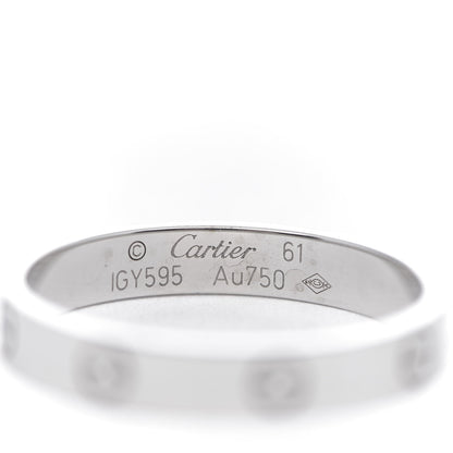 Cartier 18K White Gold 3.5mm LOVE Wedding Band Ring 61 9.5 4 of 5