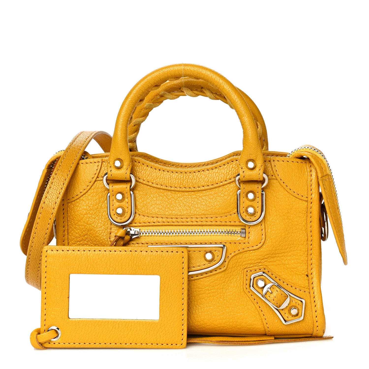 Balenciaga Chevre Silver Metallic Edge Hardware Nano City Jaune Epi 1 of 20
