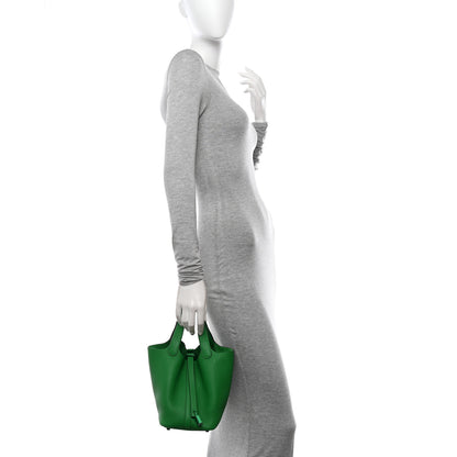 Hermes Taurillon Clemence Monochrome Picotin Lock 18 PM Bambou 2 of 11