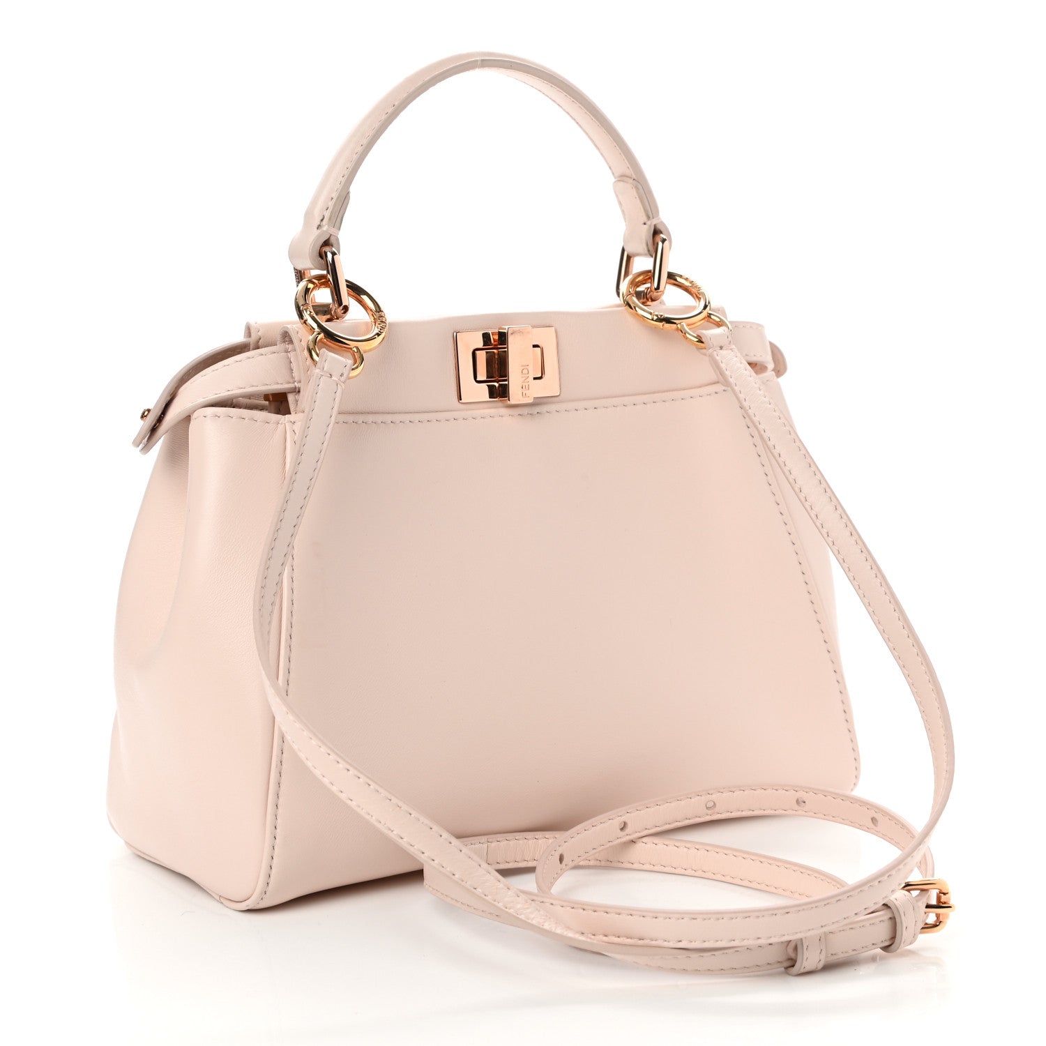 Fendi Nappa Mini Peekaboo Iconic Satchel Egg Shell 3 of 11