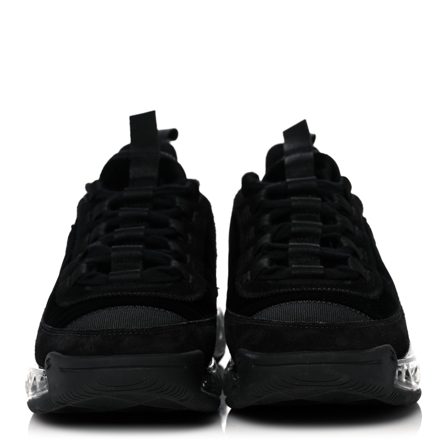 Chanel Suede Calfskin Velvet Grosgrain CC Sneakers 37 Black 2 of 7