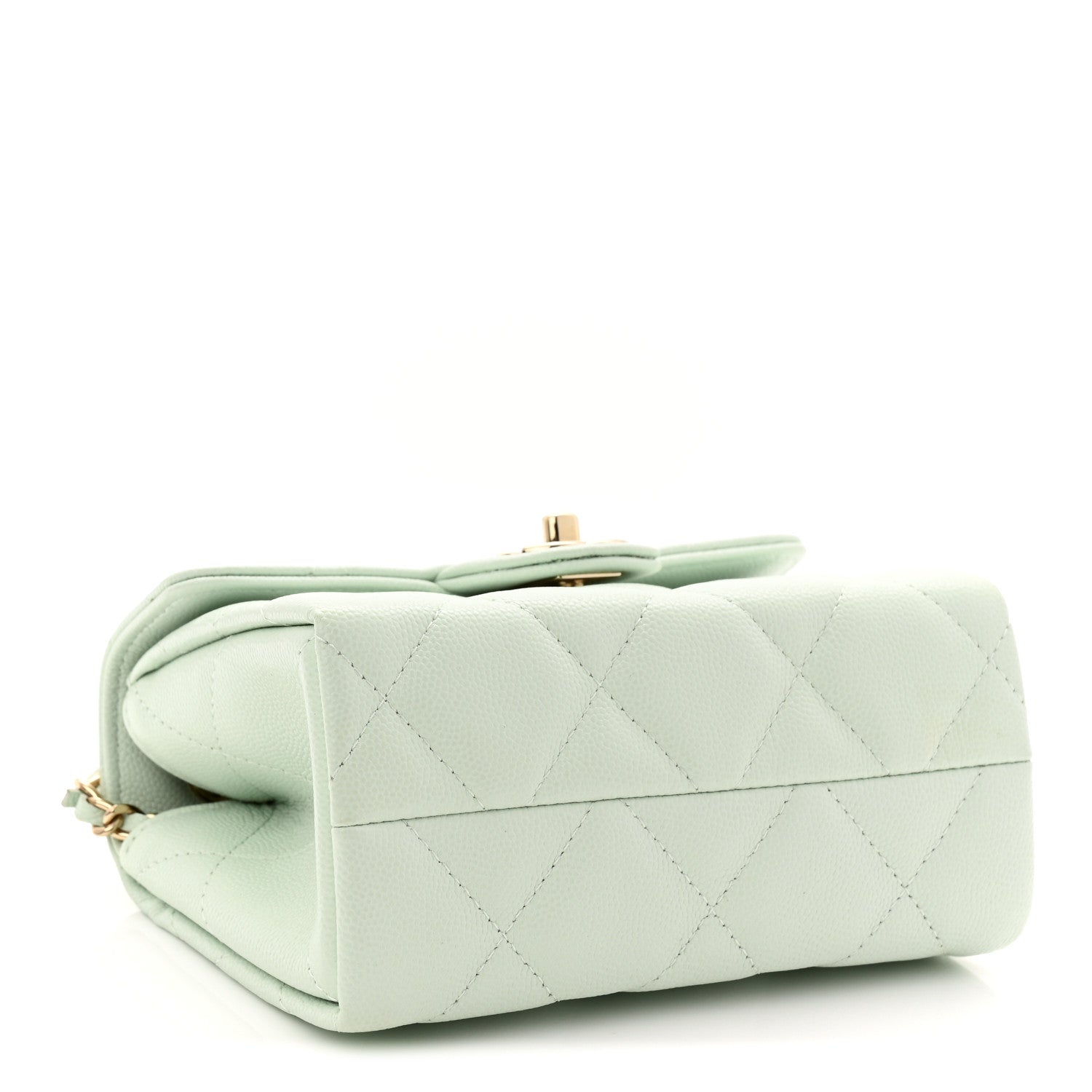 Chanel Caviar Quilted Retro Twist Top Handle Clutch Light Green 4 of 11