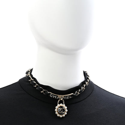 Chanel Crystal Pearl Lambskin CC Chain Choker Gold Black Pearly White 2 of 6