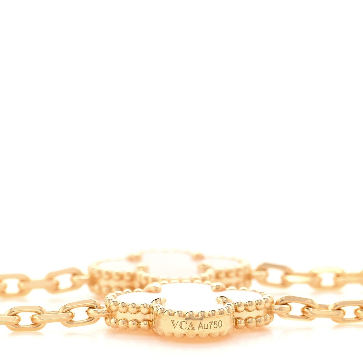 18K Yellow Gold Mother of Pearl 20 Motifs Vintage Alhambra Necklace