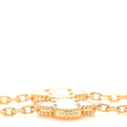 Van Cleef & Arpels 18K Yellow Gold Mother of Pearl 20 Motifs Vintage Alhambra Necklace 5 of 6