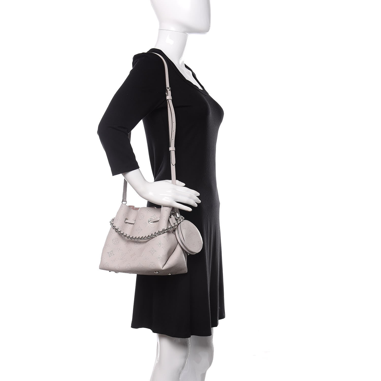 美品レアLOUIS VUITTON BELLA MAHINA FM BRUME LOUIS VUITTON Bella Mahina Calf Leather Crossbody Bag Brume