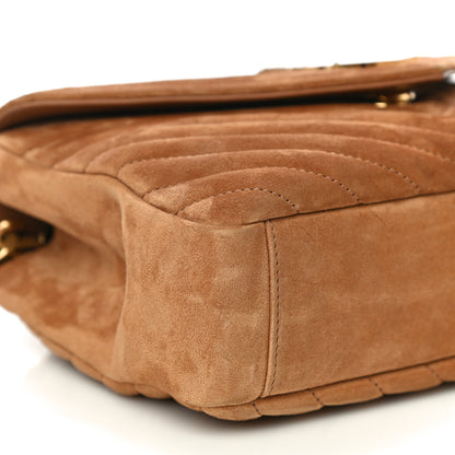 Saint Laurent Suede Matelasse Chevron Monogram Medium College Bag Cinnamon 9 of 13