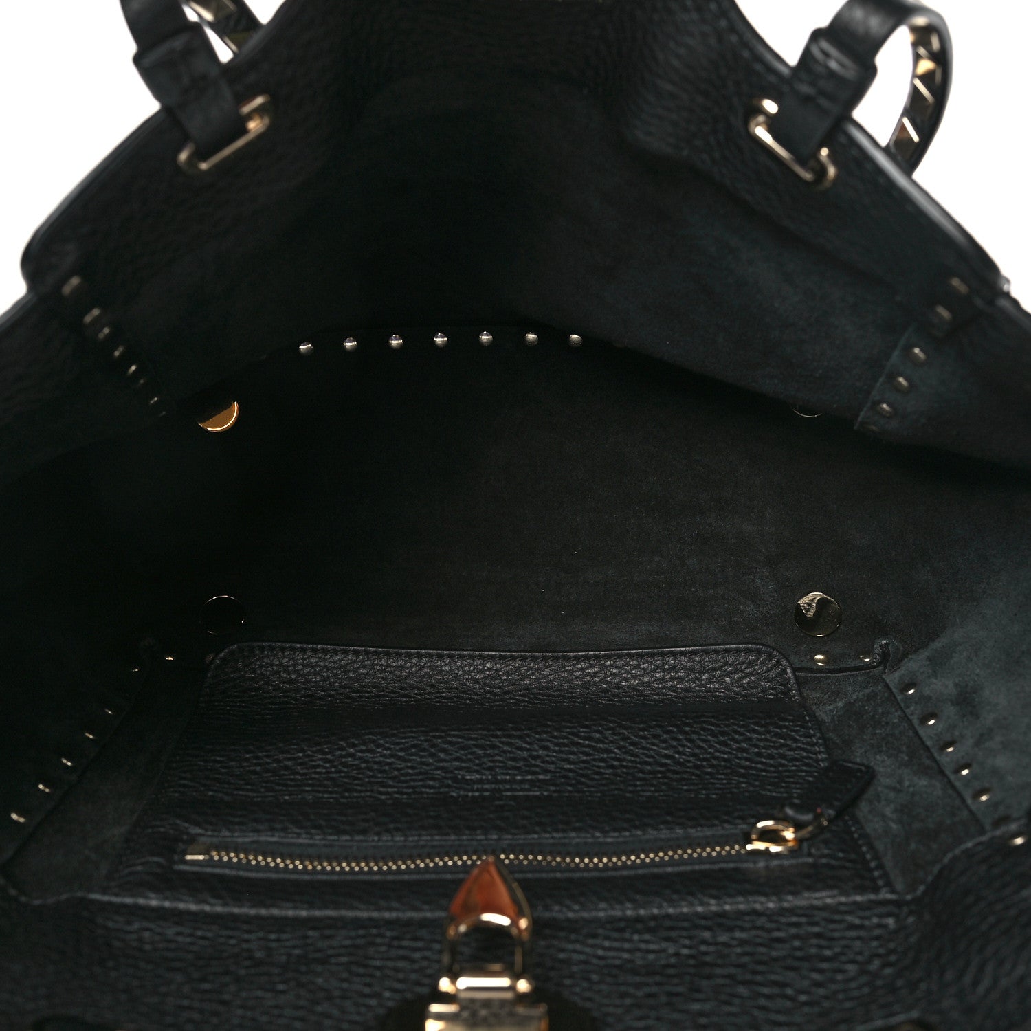 Valentino Garavani Pebbled Calfskin Small Rockstud Tote Black 5 of 9