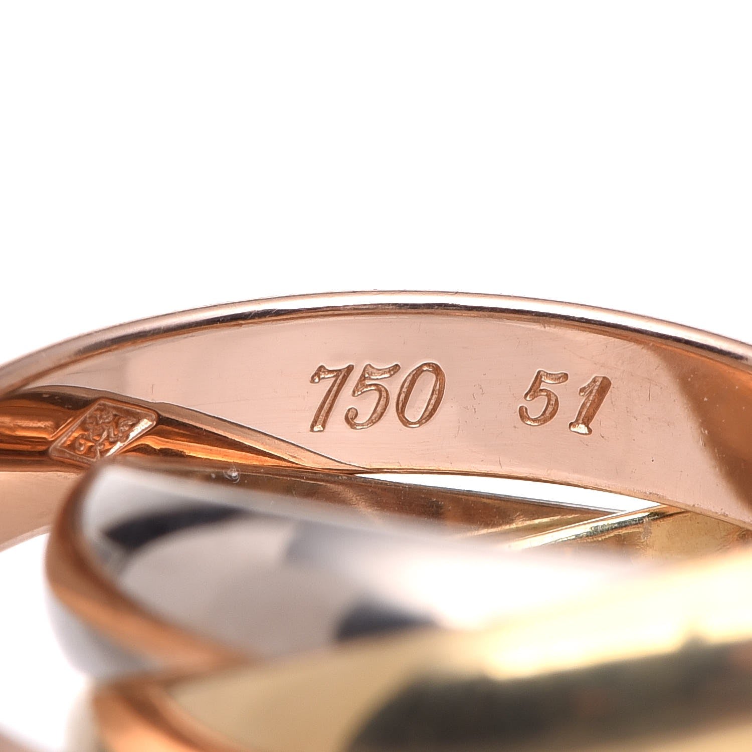 Cartier 18K Pink Yellow White Gold Classic Les Must De Trinity Ring 51 5.75 5 of 8