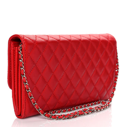Chanel Lambskin Quilted Chain Clutch Flap Red 3 of 10
