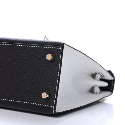 Hermes Epsom Bi-Color Horseshoe Kelly Sellier 25 Black White 8 of 8