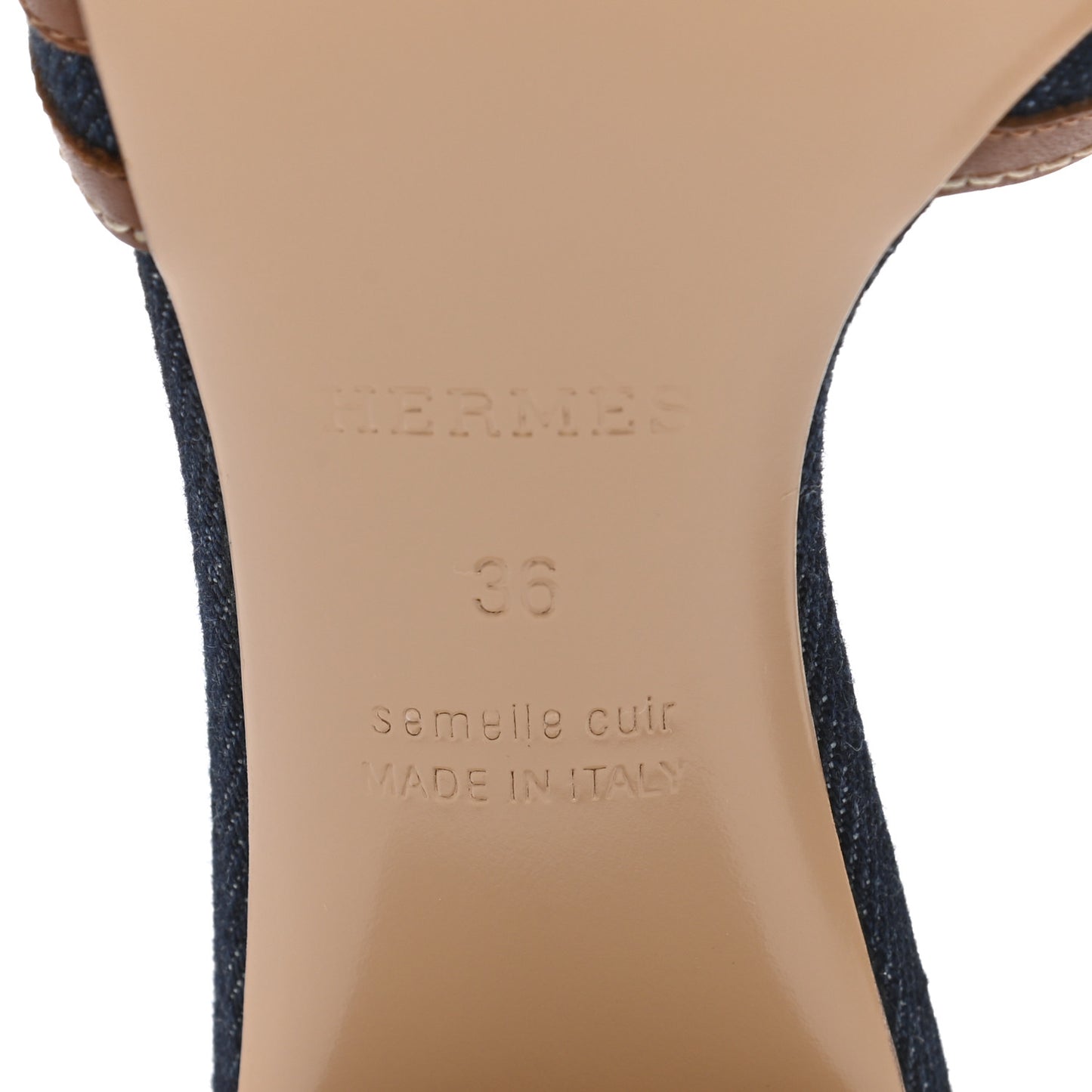 Calfskin Denim Oasis Sandals 36 Bleu Brut Gold