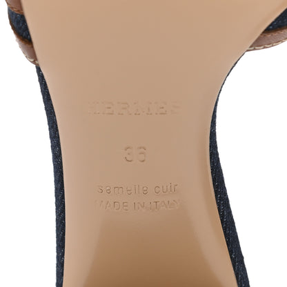 Hermes Calfskin Denim Oasis Sandals 36 Bleu Brut Gold 6 of 9