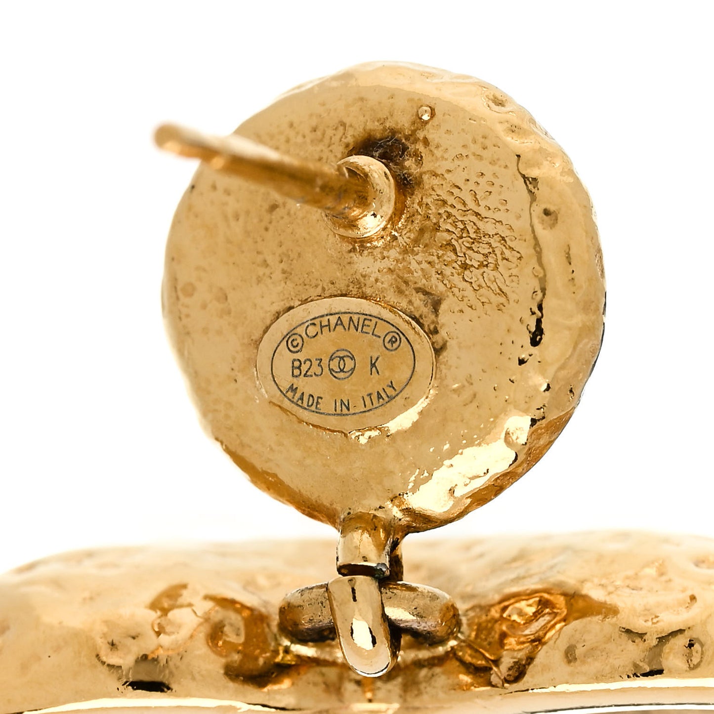 Metal Pearl Resin CC Heart Drop Earrings Gold Black