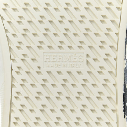 Hermes Swift Printed Peinture Fraiche Quicker Sneakers 37.5 White Black 6 of 10