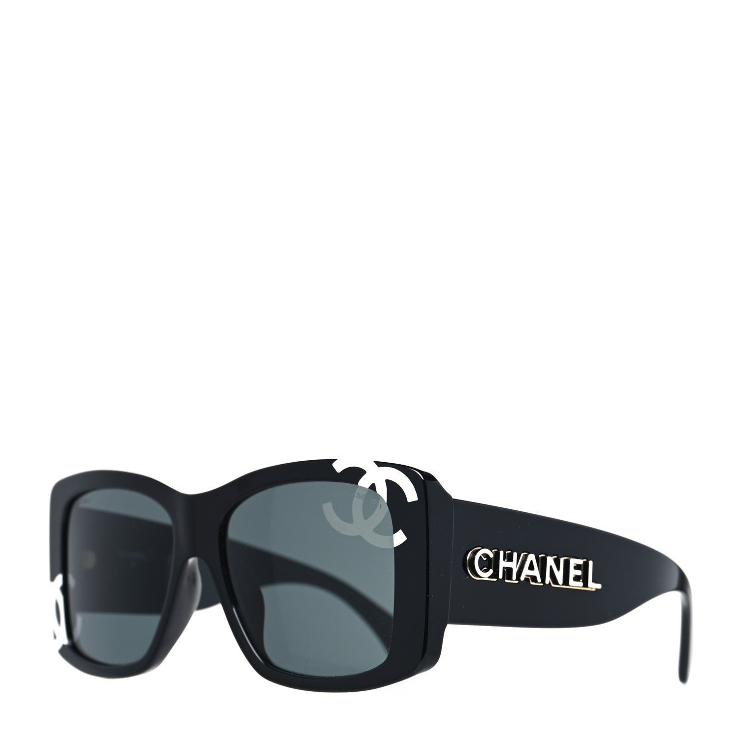Chanel Acetate CC Logo Square Sunglasses 71472 Black 1 of 8