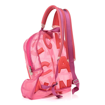 Chanel Mesh Nylon Logo Backpack Pink 3 of 12