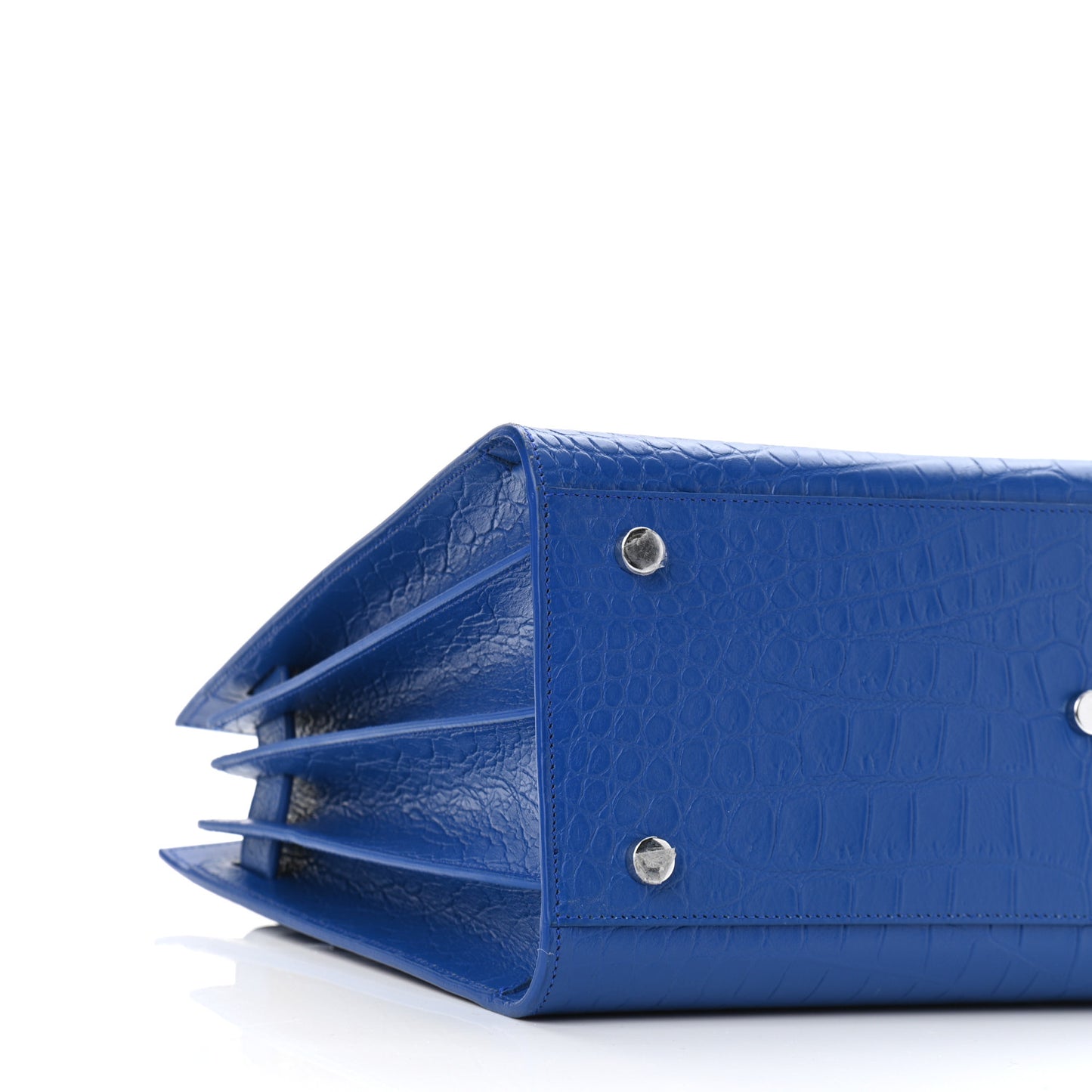Calfskin Crocodile Embossed Small Sac De Jour Royal Blue