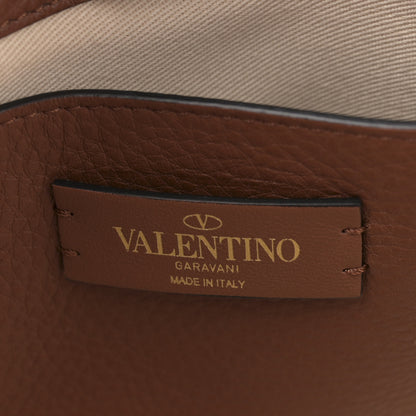 Valentino Garavani Raffia Calfskin Small Vlogo Signature Tote Natural Saddle Brown 6 of 10