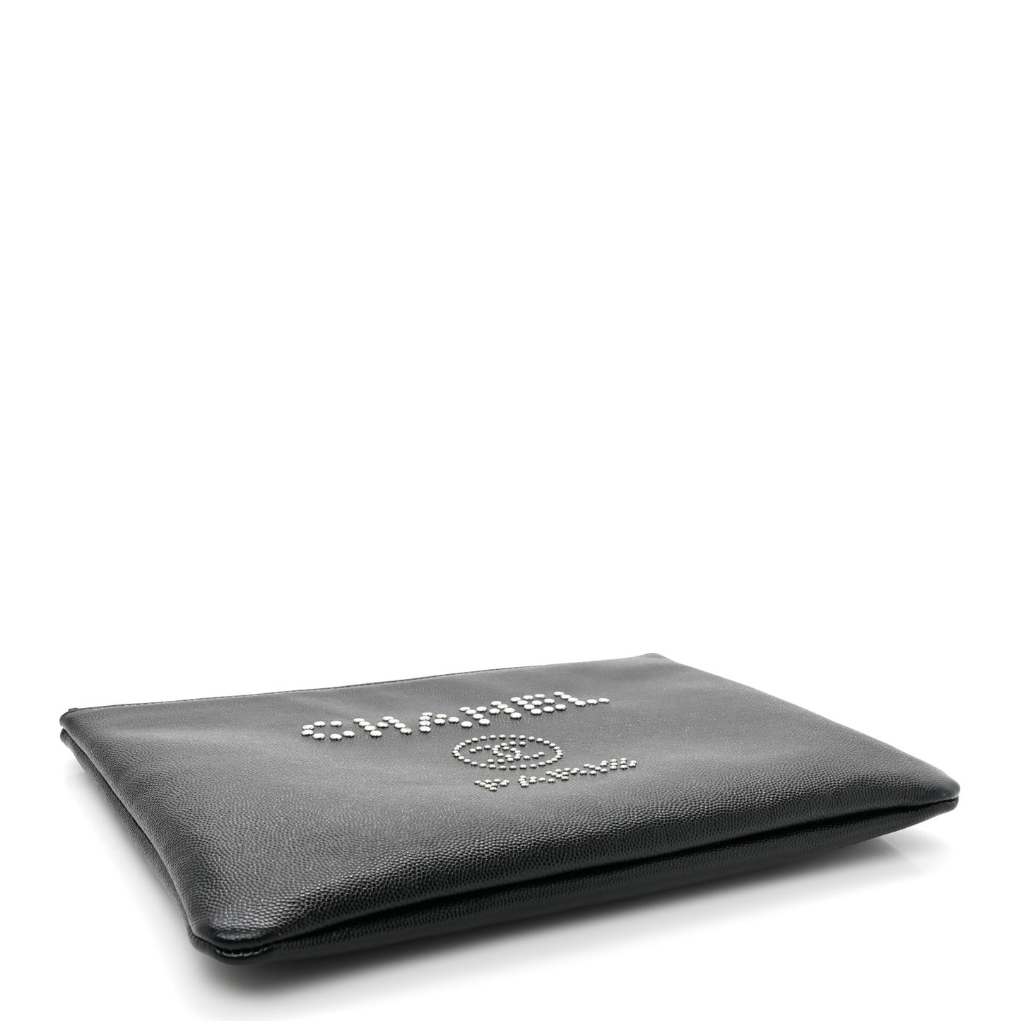 Caviar Studded Medium Deauville Pouch Black
