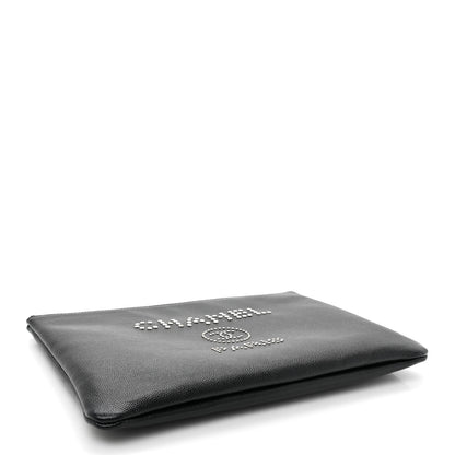 Chanel Caviar Studded Medium Deauville Pouch Black 4 of 9