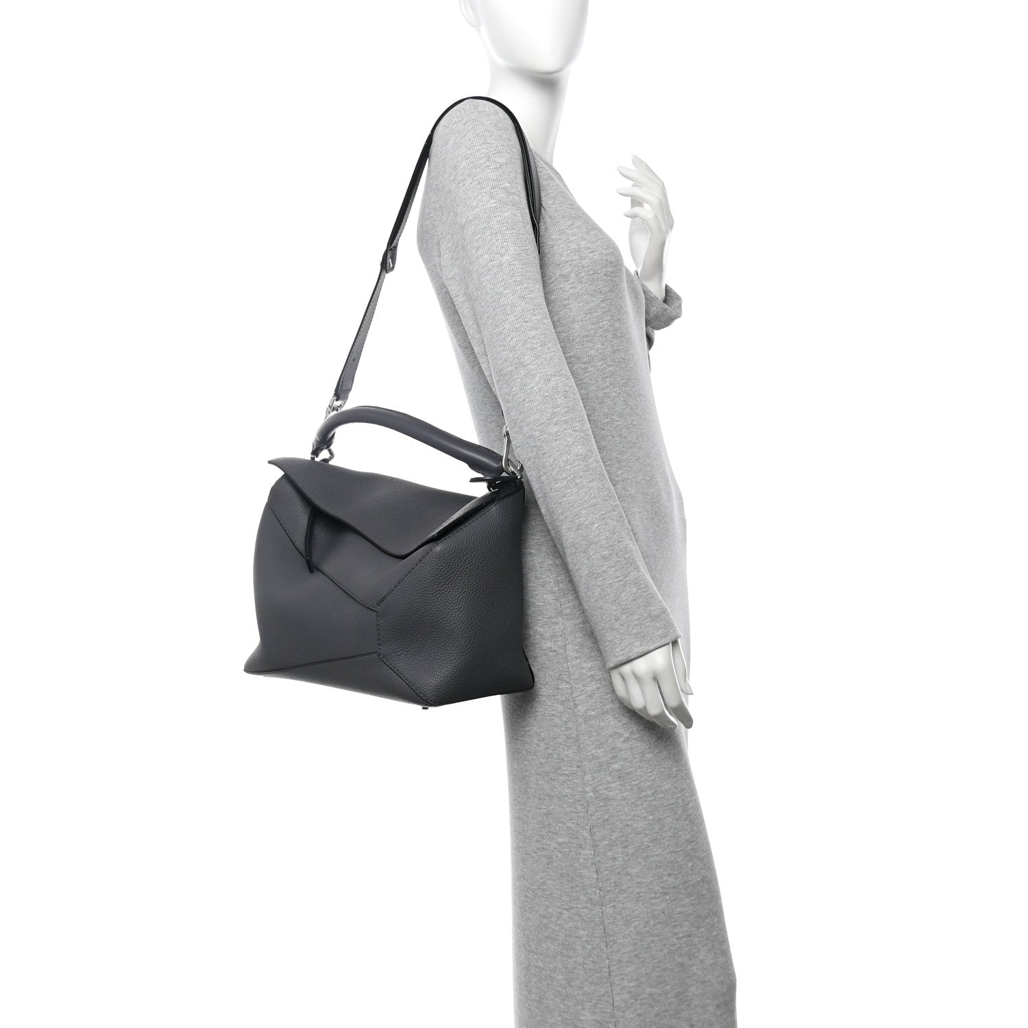 Loewe Calfskin Large Puzzle Edge Bag Dark Grey 1744290 – FASHIONPHILE