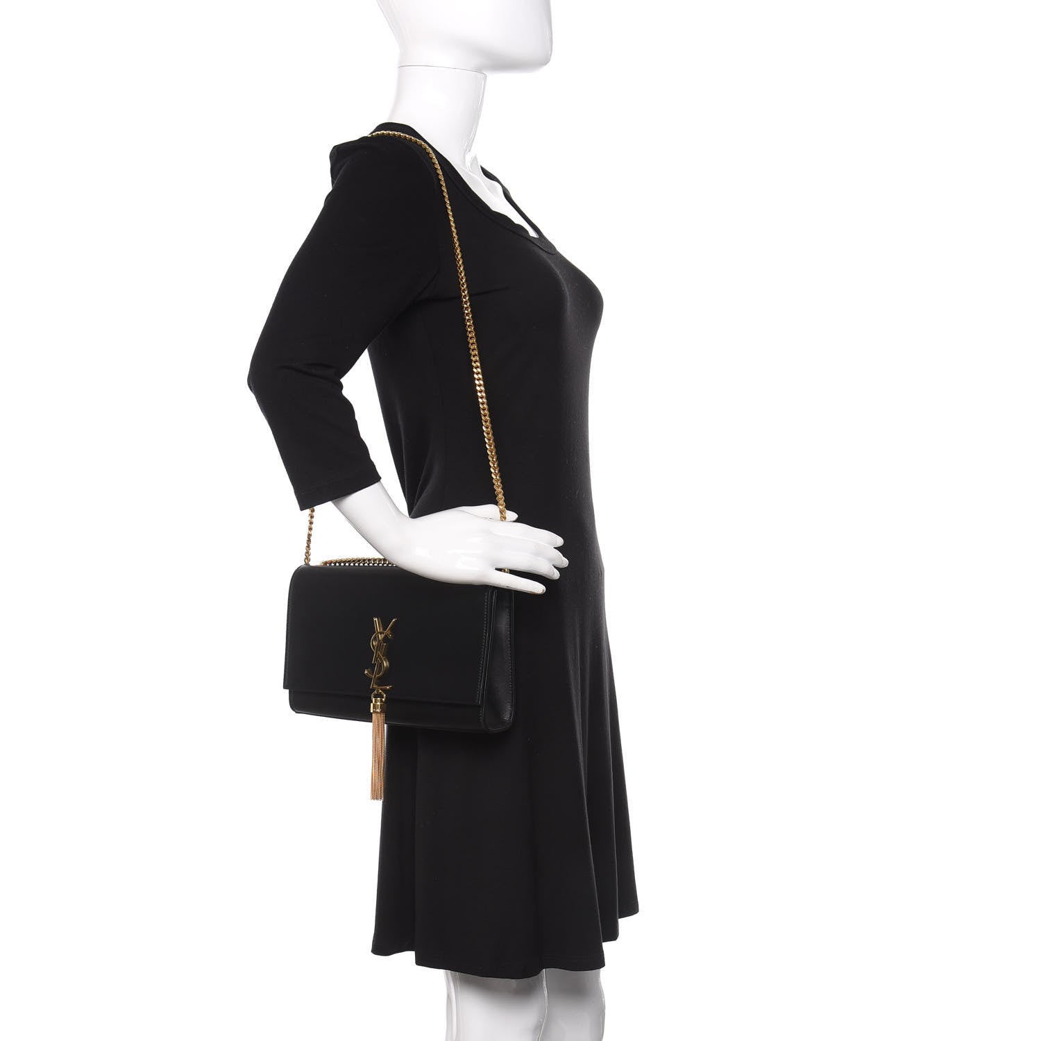 Saint Laurent Smooth Calfskin Medium Classic Monogram Kate Tassel Satchel Black 2 of 10