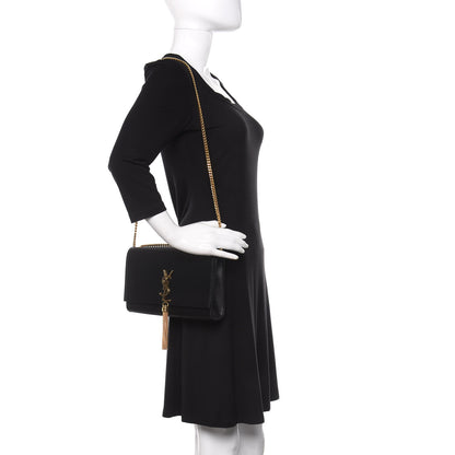 Saint Laurent Smooth Calfskin Medium Classic Monogram Kate Tassel Satchel Black 2 of 10