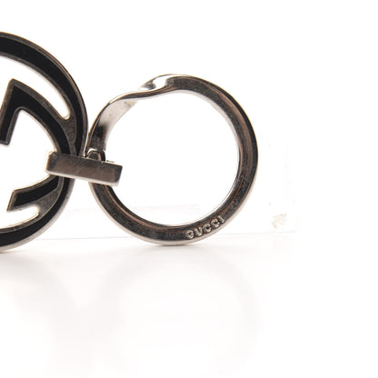 Gucci Metal Enamel Interlocking G Key Chain Silver Black 3 of 5