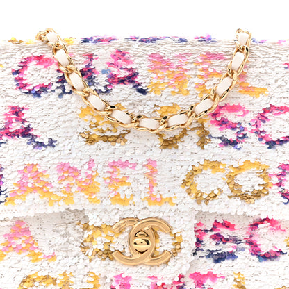 Chanel Sequin Logo CC Small Single Flap White Multicolor 8 of 11